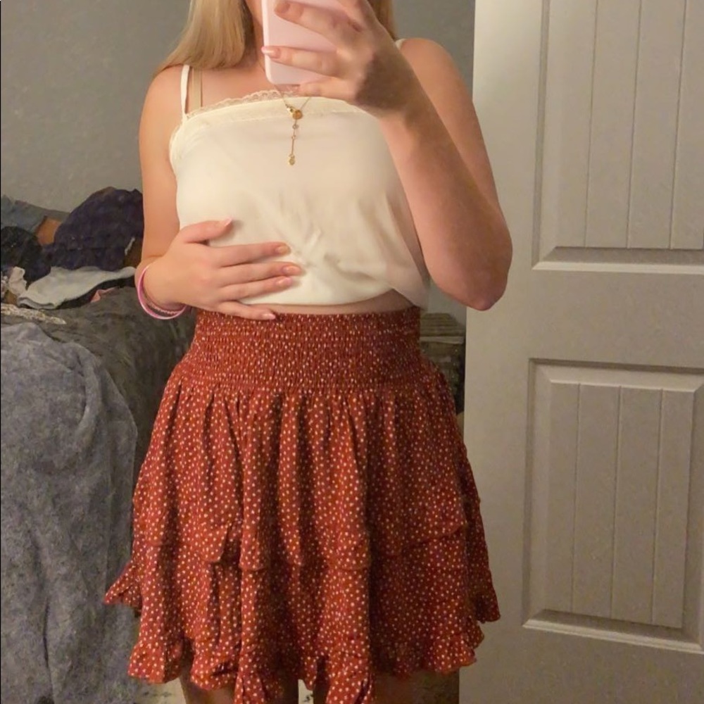 Pacsun red floral skirt